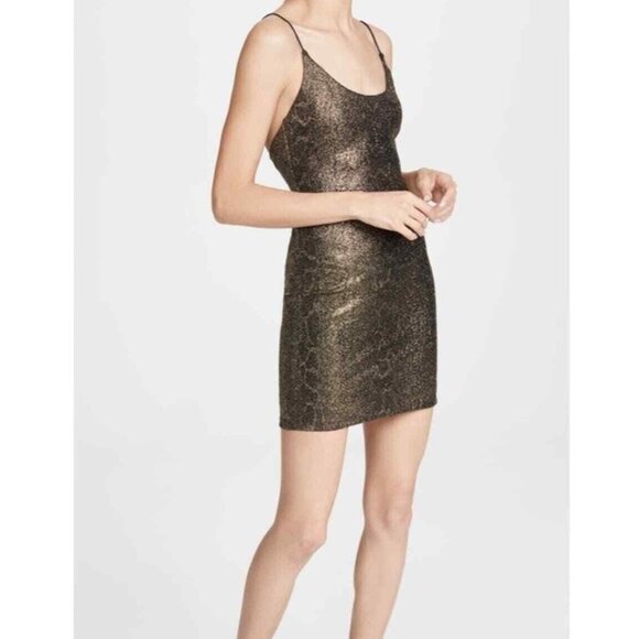 NWT Alice + Olivia Delora Metallic Snake Print Fitted Mini Dress Women's Size 6 - Picture 1 of 10
